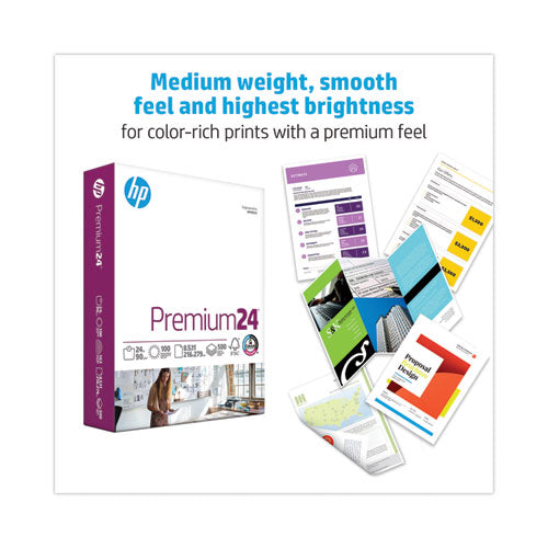 Image of HP Papers Premium24 Paper, 98 Bright, 24 lb Bond Weight, 8.5 x 11, Ultra White, 500 Sheets/Ream, 5 Reams/Carton
