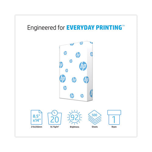 Image of HP Papers Office20 Paper, 92 Bright, 20 lb Bond Weight, 8.5 x 14, White, 500/Ream