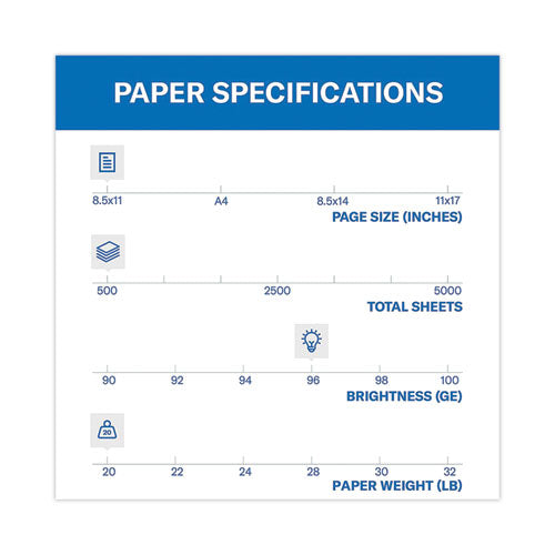 Image of Hammermill® Fore Multipurpose Print Paper, 96 Bright, 20 lb Bond Weight, 8.5 x 11, White, 500 Sheets/Ream