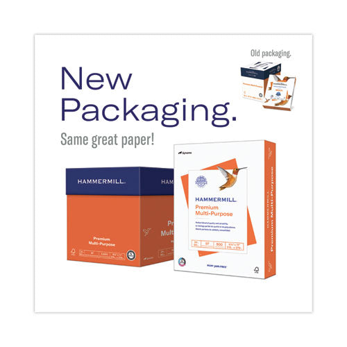 Image of Hammermill® Premium Multipurpose Print Paper, 97 Bright, 20 lb Bond Weight, 8.5 x 11, White, 500 Sheets/Ream, 10 Reams/Carton