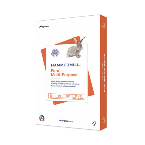 Image of Hammermill® Fore Multipurpose Print Paper, 96 Bright, 24 lb Bond Weight, 11 x 17, White, 500/Ream