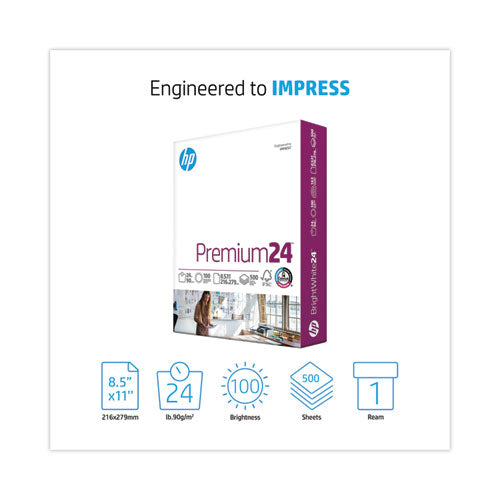 Image of HP Papers Premium24 Paper, 98 Bright, 24 lb Bond Weight, 8.5 x 11, Ultra White, 500/Ream