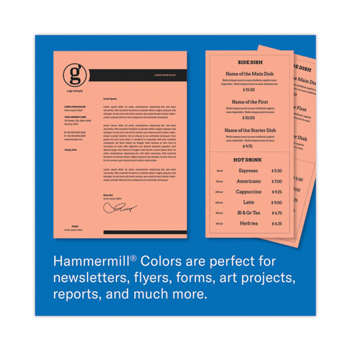 Image of Hammermill® Colors Print Paper, 20 lb Bond Weight, 8.5 x 11, Salmon, 500 Sheets/Ream, 10 Reams/Carton