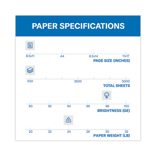 Image of Hammermill® Premium Laser Print Paper, 98 Bright, 24 lb Bond Weight, 8.5 x 11, White, 500/Ream