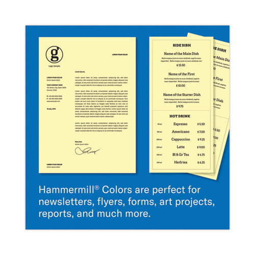 Image of Hammermill® Colors Print Paper, 20 lb Bond Weight, 8.5 x 11, Canary, 500 Sheets/Ream, 10 Reams/Carton