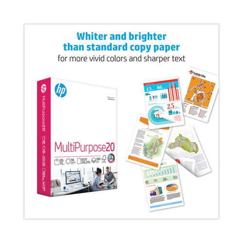 Image of HP Papers MultiPurpose20 Paper, 96 Bright, 20 lb Bond Weight, 8.5 x 11, White, 500 Sheets/Ream, 5 Reams/Carton