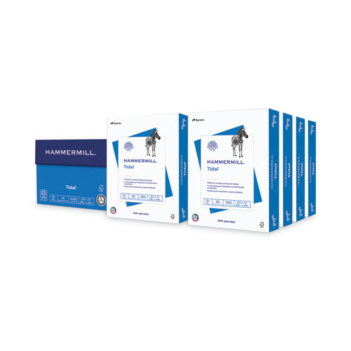 Image of Hammermill® Tidal Print Paper, 92 Bright, 20 lb Bond Weight, 8.5 x 11, White, 500 Sheets/Ream, 8 Reams/Carton