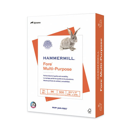 Image of Hammermill® Fore Multipurpose Print Paper, 96 Bright, 24 lb Bond Weight, 8.5 x 11, White, 500 Sheets/Ream
