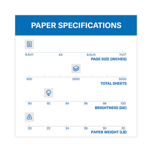 Image of Hammermill® Tidal Print Paper Express Pack, 92 Bright, 20 lb Bond Weight, 8.5 x 11, White, 2,500 Sheets/Carton