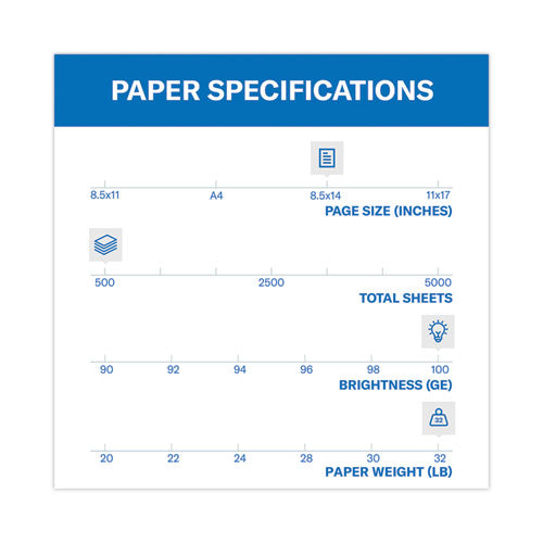 Image of Hammermill® Premium Color Copy Print Paper, 100 Bright, 28 lb Bond Weight, 8.5 x 14, Photo White, 500/Ream