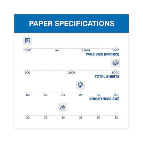 Image of Hammermill® Fore Multipurpose Print Paper, 96 Bright, 24 lb Bond Weight, 8.5 x 11, White, 500 Sheets/Ream, 10 Reams/Carton