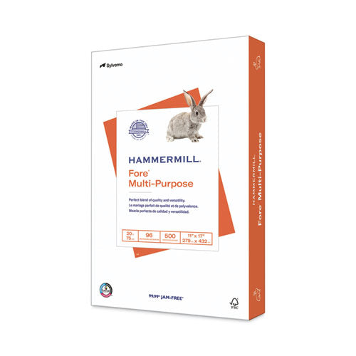 Image of Hammermill® Fore Multipurpose Print Paper, 96 Bright, 20 lb Bond Weight, 11 x 17, White, 500/Ream