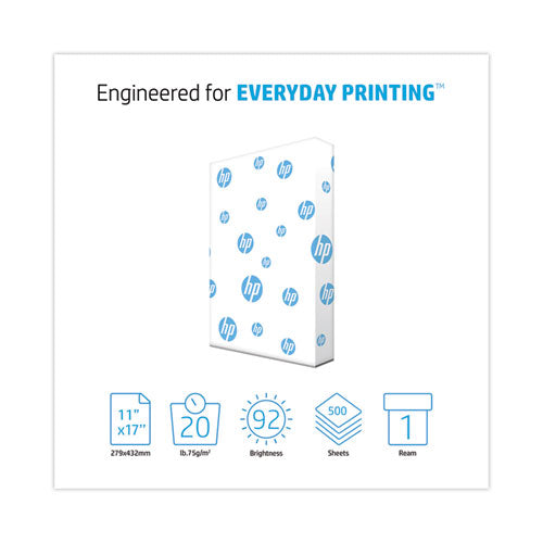 Image of HP Papers Office20 Paper, 92 Bright, 20 lb Bond Weight, 11 x 17, White, 500/Ream
