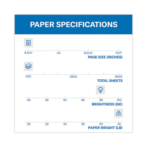 Image of Hammermill® Premium Laser Print Paper, 98 Bright, 32 lb Bond Weight, 8.5 x 11, White, 500/Ream