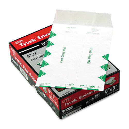 Image of Survivor® Lightweight 14 lb Tyvek Catalog Mailers, First Class, #6 1/2, Square Flap, Redi-Strip Adhesive Closure, 6 x 9, White, 100/Box
