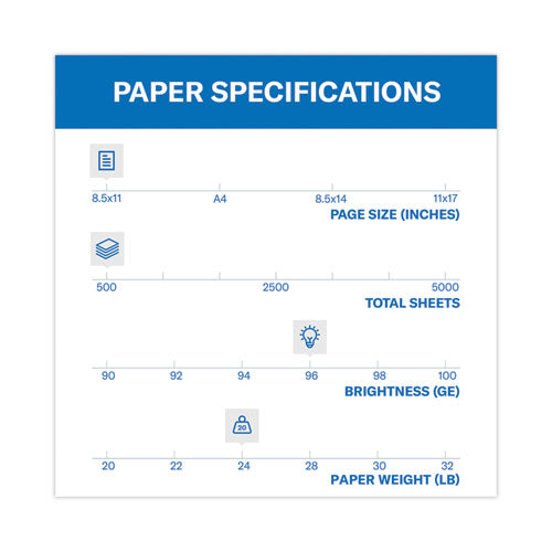 Image of Hammermill® Fore Multipurpose Print Paper, 96 Bright, 24 lb Bond Weight, 8.5 x 11, White, 500 Sheets/Ream