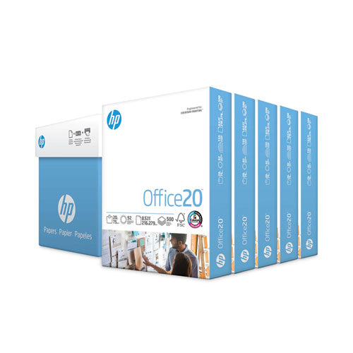 Image of HP Papers Office20 Paper, 92 Bright, 20 lb Bond Weight, 8.5 x 11, White, 500 Sheets/Ream, 5 Reams/Carton