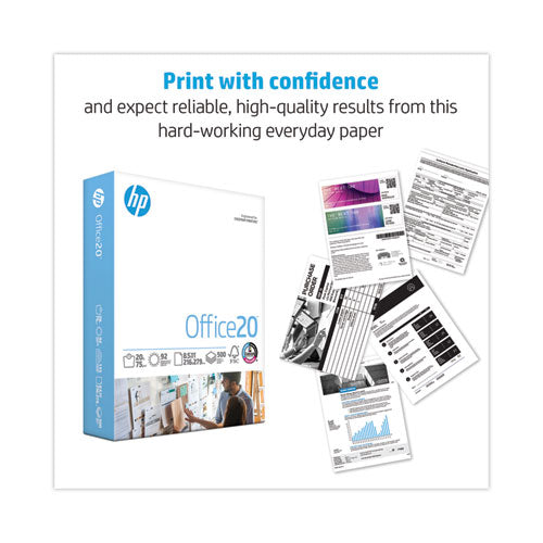 Image of HP Papers Office20 Paper, 92 Bright, 20 lb Bond Weight, 8.5 x 11, White, 500 Sheets/Ream, 10 Reams/Carton