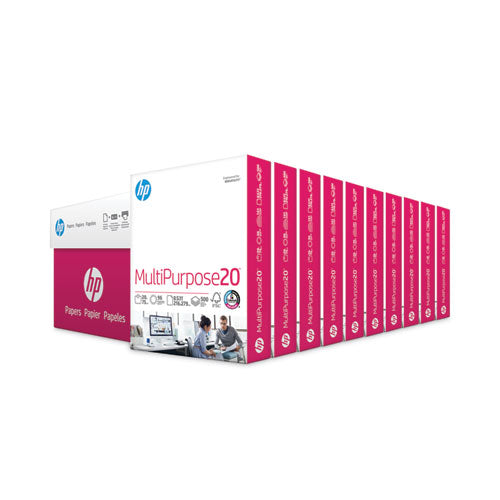 Image of HP Papers MultiPurpose20 Paper, 96 Bright, 20 lb Bond Weight, 8.5 x 11, White, 500 Sheets/Ream, 10 Reams/Carton