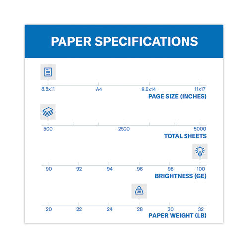 Image of Hammermill® Premium Color Copy Print Paper, 100 Bright, 28 lb Bond Weight, 8.5 x 11, Photo White, 500/Ream