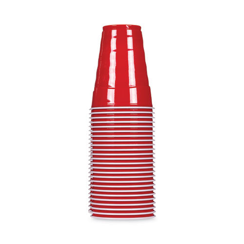 Image of Hefty® Easy Grip Disposable Plastic Party Cups, 18 oz, Red, 50/Pack, 8 Packs/Carton