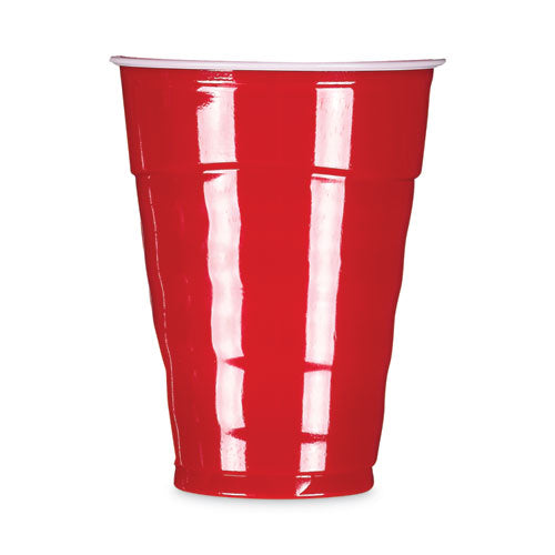 Image of Hefty® Easy Grip Disposable Plastic Party Cups, 18 oz, Red, 50/Pack, 8 Packs/Carton