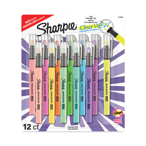 Image of Sharpie® Clearview Pen-Style Highlighter, Assorted Ink Colors, Chisel Tip, Assorted Barrel Colors, 12/Pack
