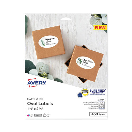 Image of Avery® Laser/Inkjet Media Labels, Inkjet/Laser Printers, 1.5 x 2.5, White, 18 Labels/Sheet, 25 Sheets/Pack