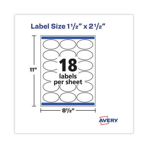 Image of Avery® Laser/Inkjet Media Labels, Inkjet/Laser Printers, 1.5 x 2.5, White, 18 Labels/Sheet, 25 Sheets/Pack