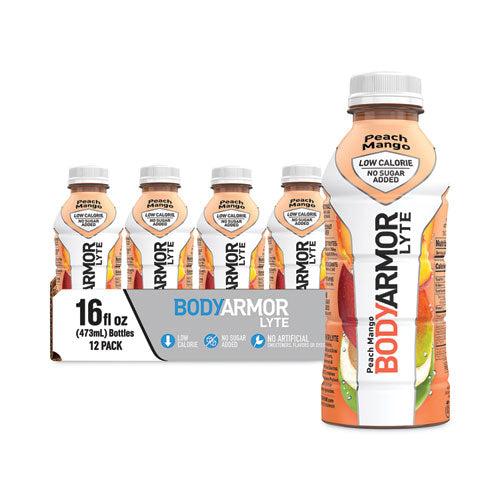 Image of BodyArmor LYTE Sports Drink, Peach Mango, 16 oz Bottle, 12/Pack