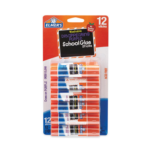 Image of Elmer's® Disappearing Purple School Glue Stick, 0.21 oz, Dries Clear, 12/Pack