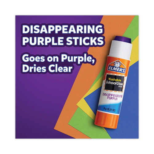 Image of Elmer's® Disappearing Purple School Glue Stick, 0.21 oz, Dries Clear, 12/Pack