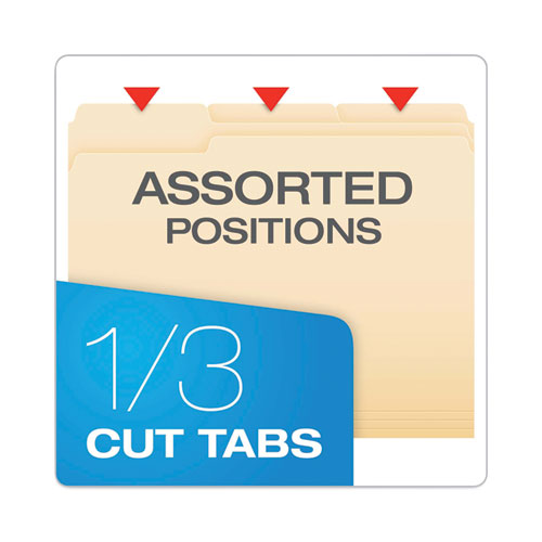 Image of Pendaflex® Hanging File Folder Combo Kit, Letter Size, (25) 1/5-Cut Standard Green Hanging Folders, (50) 1/3-Cut Manila File Folders