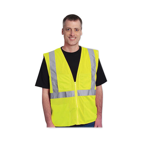 Image of PIP Zipper Safety Vest, 2X-Large, Hi-Viz Lime Yellow