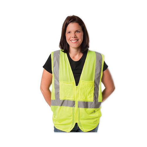 Image of PIP Zipper Safety Vest, 2X-Large, Hi-Viz Lime Yellow