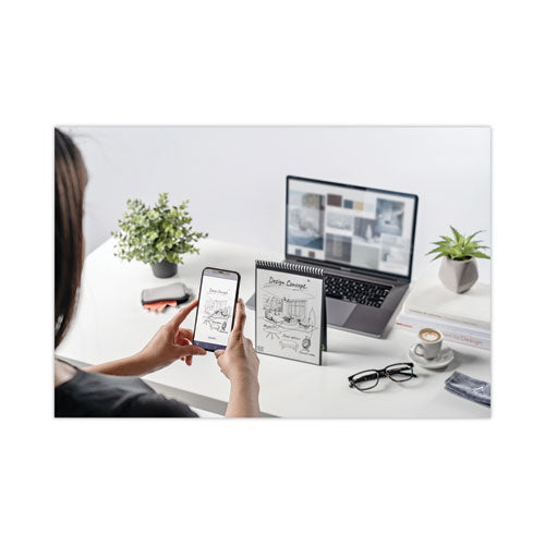 Image of Rocketbook Flip Smart Notepad, Black Cover, Lined/Dot Grid Rule, 8.5 x 11, White, 16 Sheets