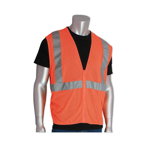 Image of PIP Zipper Safety Vest, X-Large, Hi-Viz Orange