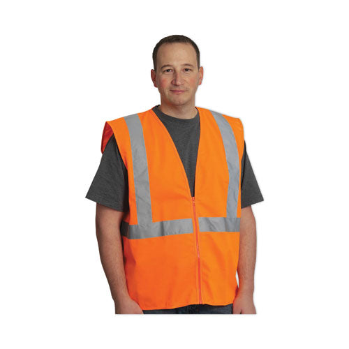 Image of PIP Zipper Safety Vest, X-Large, Hi-Viz Orange