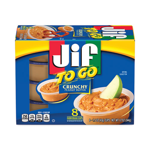 Image of Jif To Go® Spreads, Crunchy Peanut Butter, 1.5 oz Cup, 8/Box
