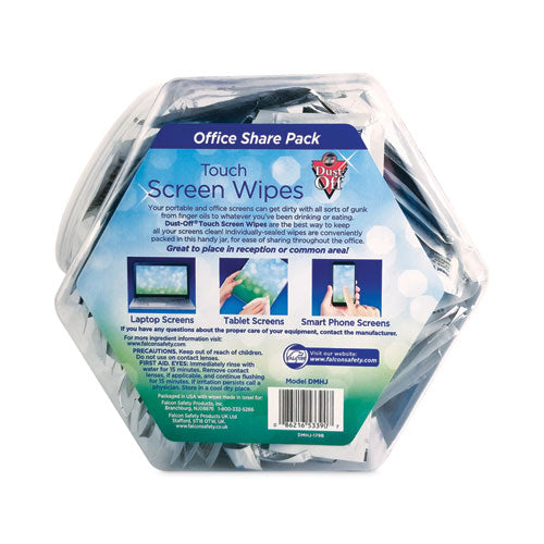 Image of Dust-Off® Touch Screen Wipes, 5 x 6, Citrus, 200 Individual Foil Packets in an Easy Grab Jar