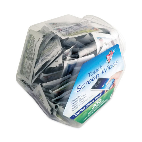 Image of Dust-Off® Touch Screen Wipes, 5 x 6, Citrus, 200 Individual Foil Packets in an Easy Grab Jar