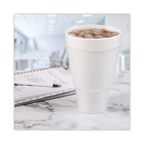 Image of Dart® Foam Drink Cups, Tapered Bottom, 32 oz, White, 25/Bag, 20 Bags/Carton