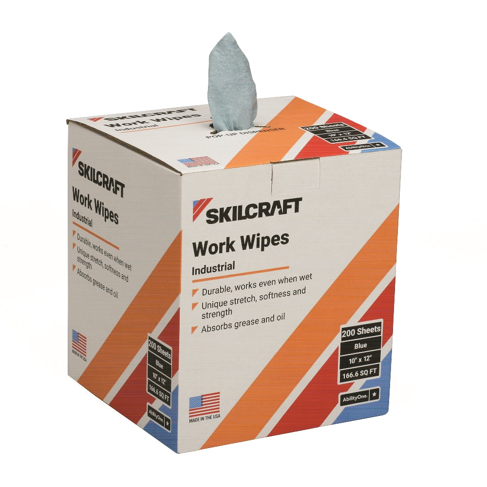 Image of Industrial Work Wipes, 10" x 12", Box of 8 Pop-up Dspensers