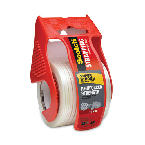 Image of Scotch® Reinforced Strength Shipping And Strapping Tape In Dispenser, 1.5" Core, 1.88" X 10 Yds, Clear