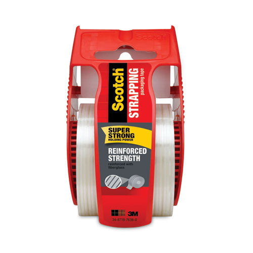 Image of Scotch® Reinforced Strength Shipping And Strapping Tape In Dispenser, 1.5" Core, 1.88" X 10 Yds, Clear