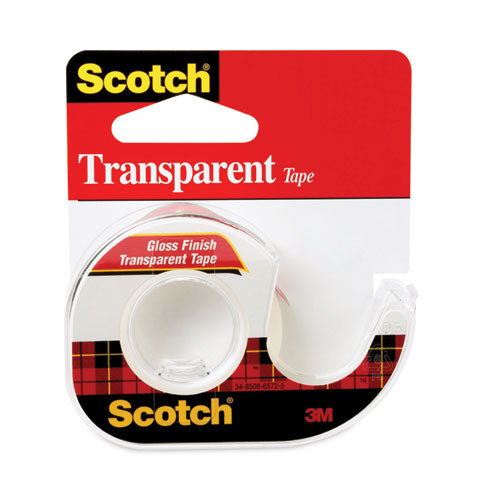 Image of Scotch® Transparent Tape In Handheld Dispenser, 1" Core, 0.5" X 37.5 Ft, Transparent