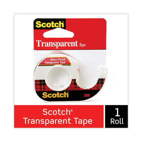 Image of Scotch® Transparent Tape In Handheld Dispenser, 1" Core, 0.5" X 37.5 Ft, Transparent