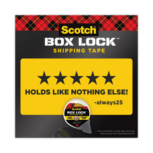 Image of Scotch® Box Lock Shipping Packaging Tape With Dispenser, 1.5" Core, 1.88" X 22.2 Yds, Clear