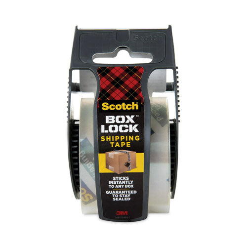 Image of Scotch® Box Lock Shipping Packaging Tape With Dispenser, 1.5" Core, 1.88" X 22.2 Yds, Clear
