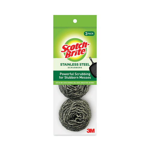 Image of Scotch-Brite® Metal Scrubbing Pads, 2.25 X 2.75, Silver, 3/pack, 8 Packs/carton